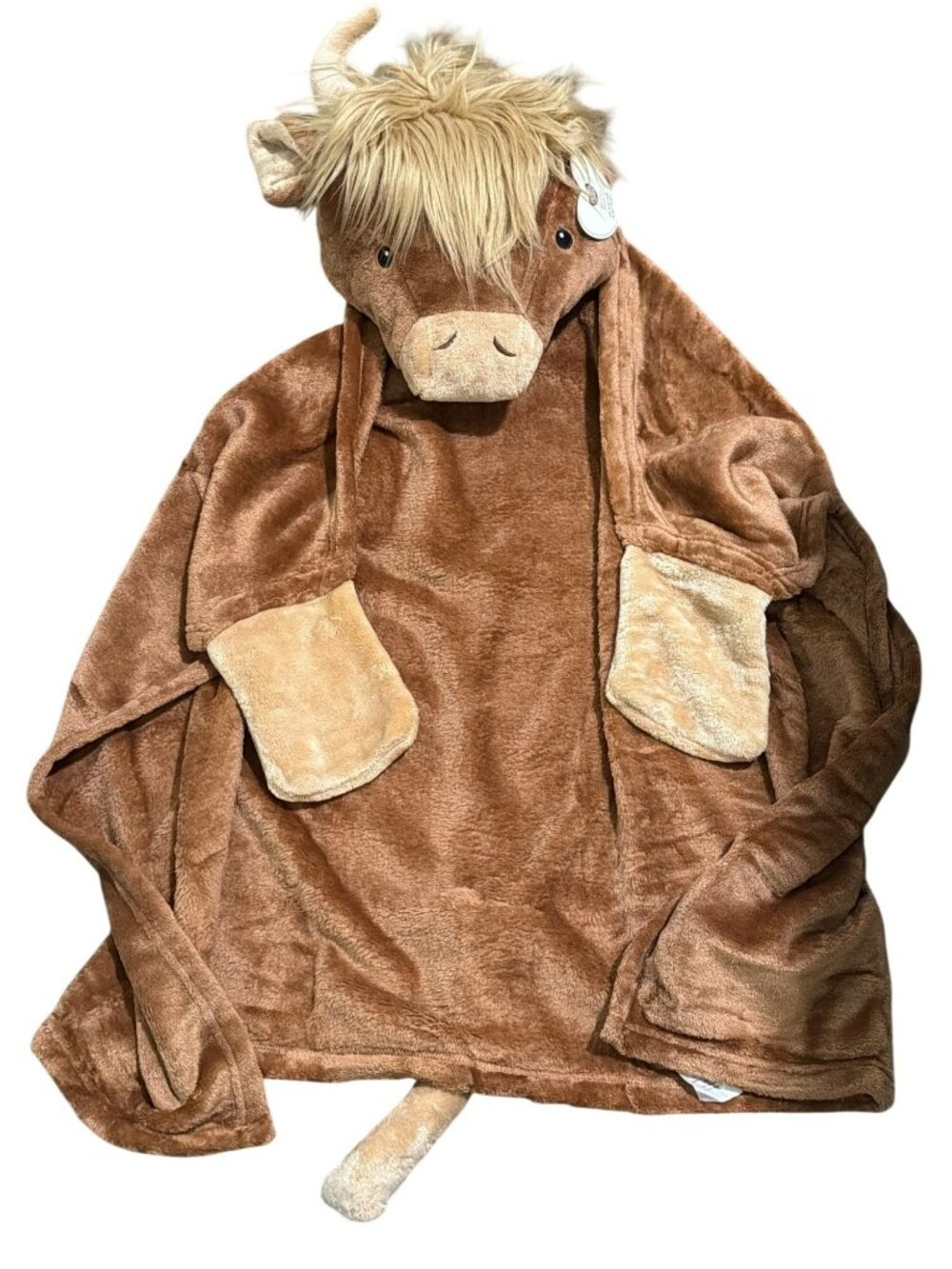 Parents Choice Brown Plush Hooded Blanket 30"x40" Cow Design